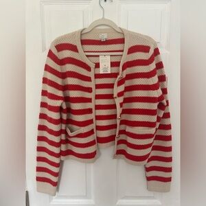 a new day Red and Cream Striped Cardigan - NWT